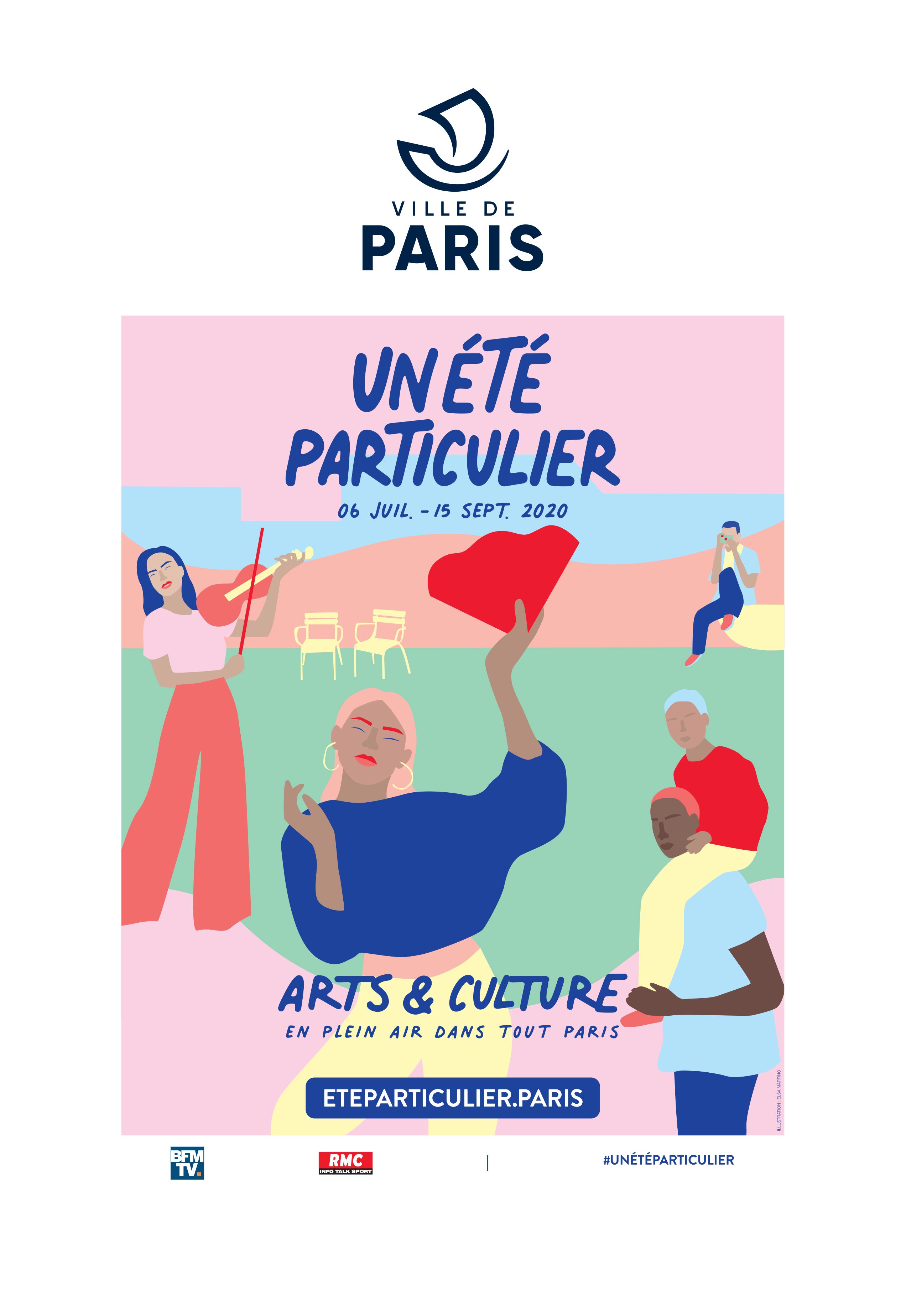 visuel_campagne_communication_affiches_ville_de_paris_plages_lance_un_ete_particulier_programme_estival_2020_animation_pour_parisiens_parisiennes_arts_et_culture_soir_lafourmi